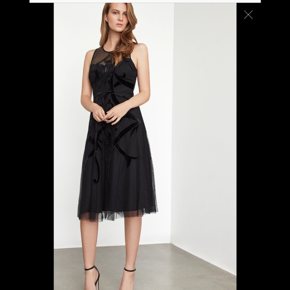BCBGMAXAZRIA Black Velvet Appliqué Dress - Picture 6 of 7